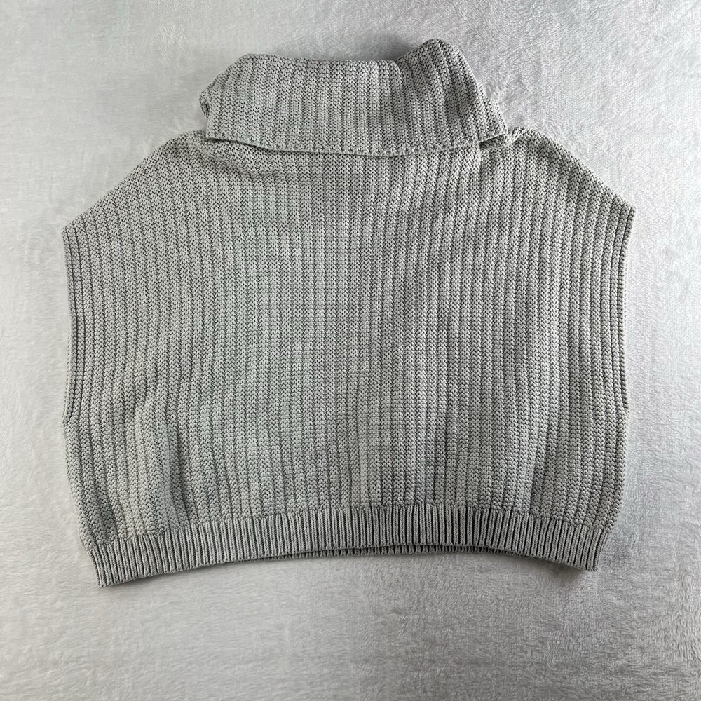 Free People XS Cropped Sweater Vest Keep It Simple Cowl Neck Slouchy Oversized - Picture 12 of 13